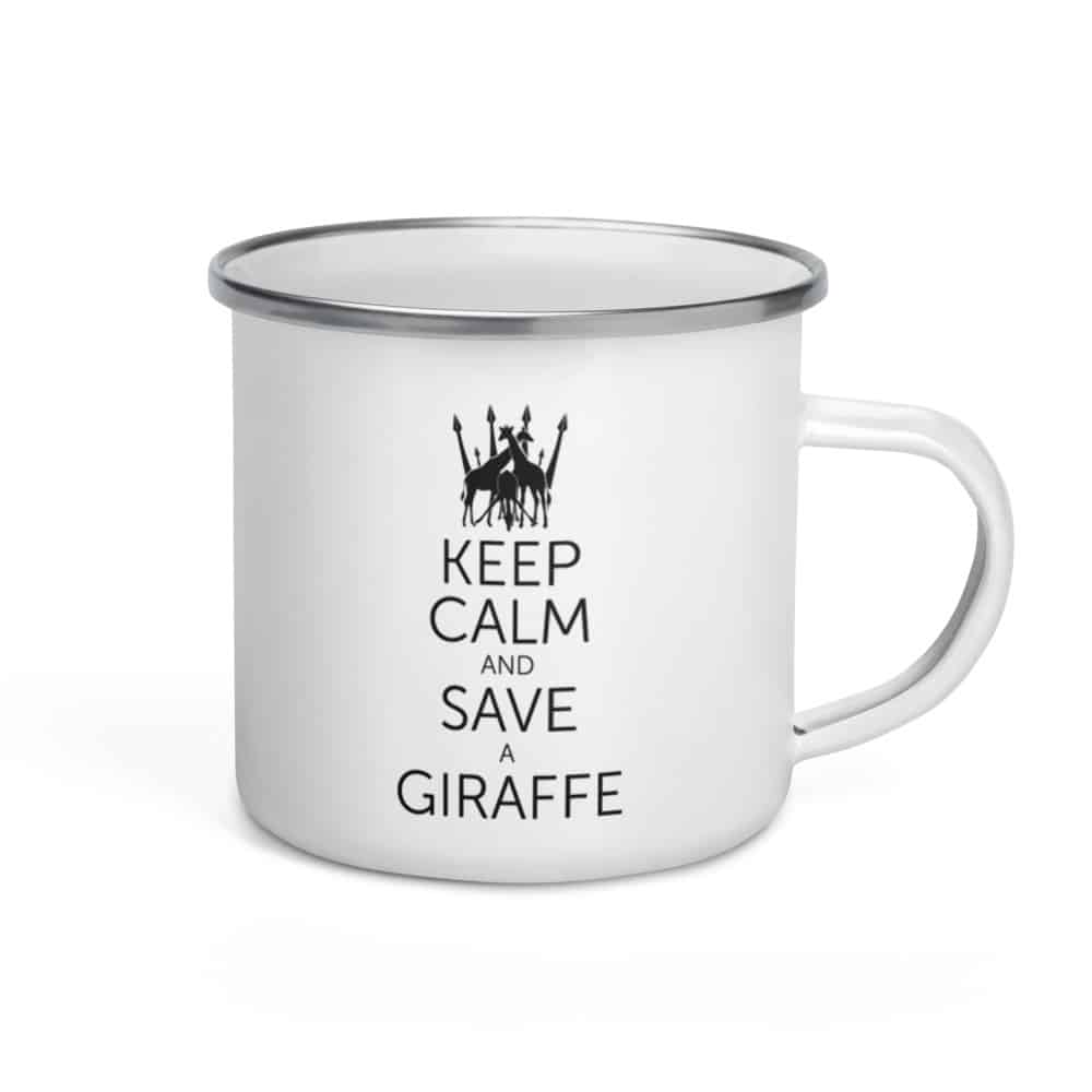 ‘Keep Calm and Save a Giraffe’ enameld mug