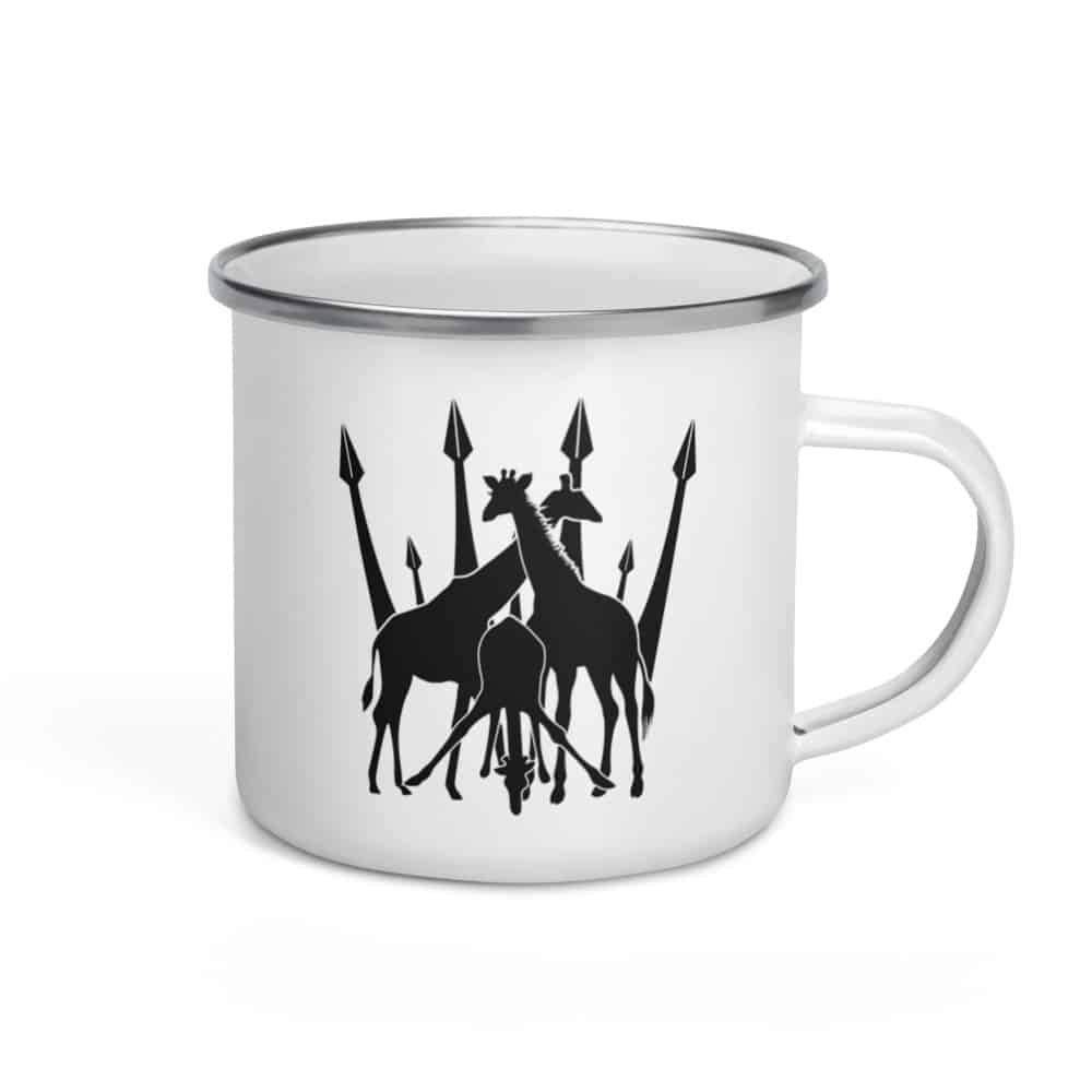'Crown of Giraffe' enameled mug 1