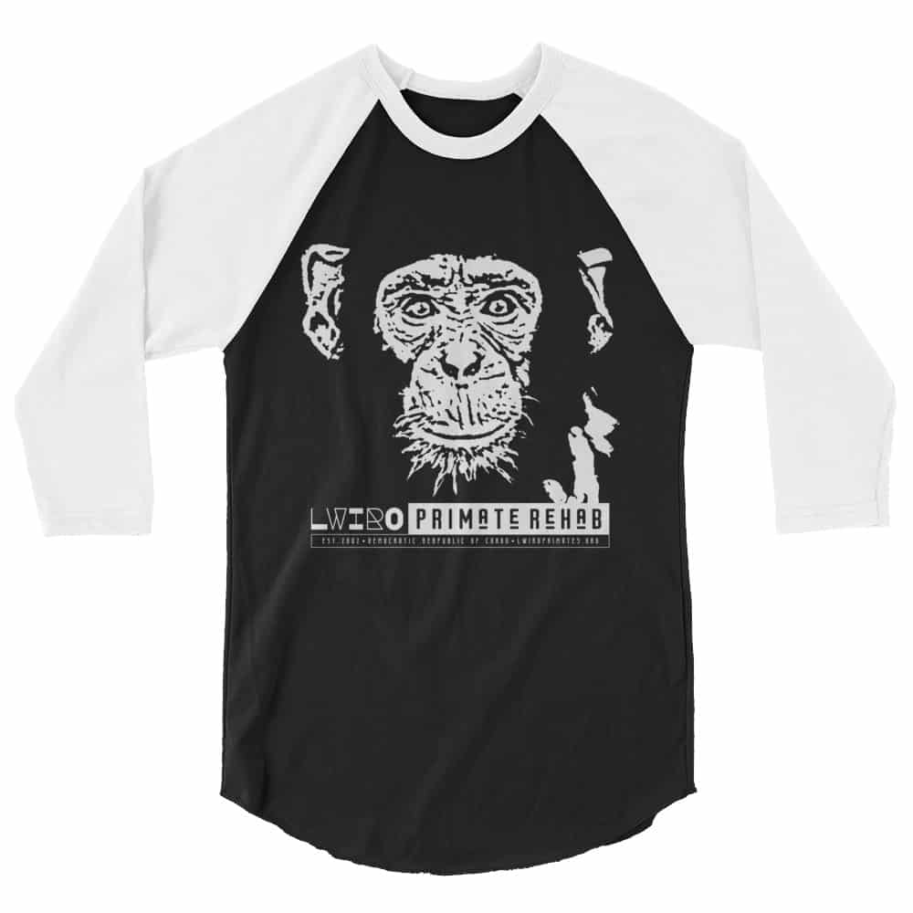 ‘Chimp Portrait’ 3/4 sleeve raglan shirt