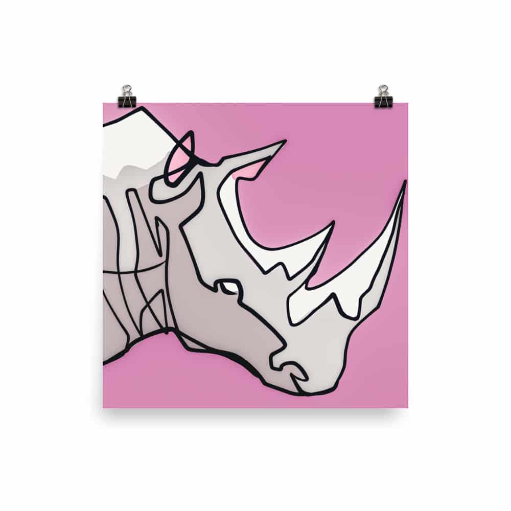 'Rhino on Pink' fine art print 2
