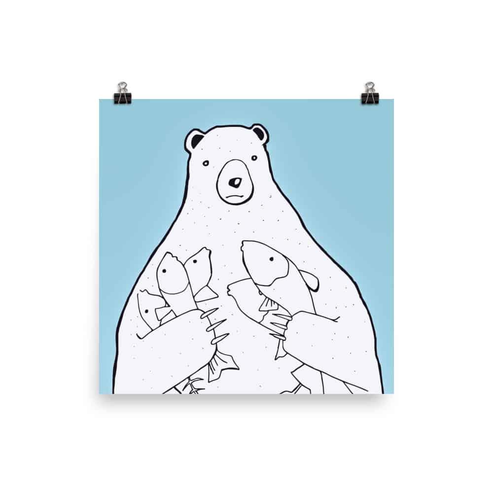 ‘Bear with Fish’ fine art print