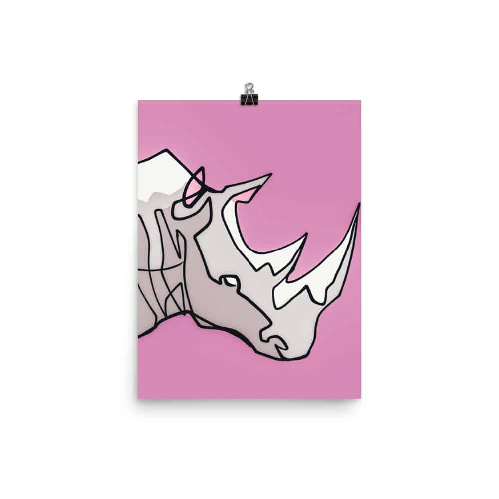 'Rhino on Pink' fine art print 1