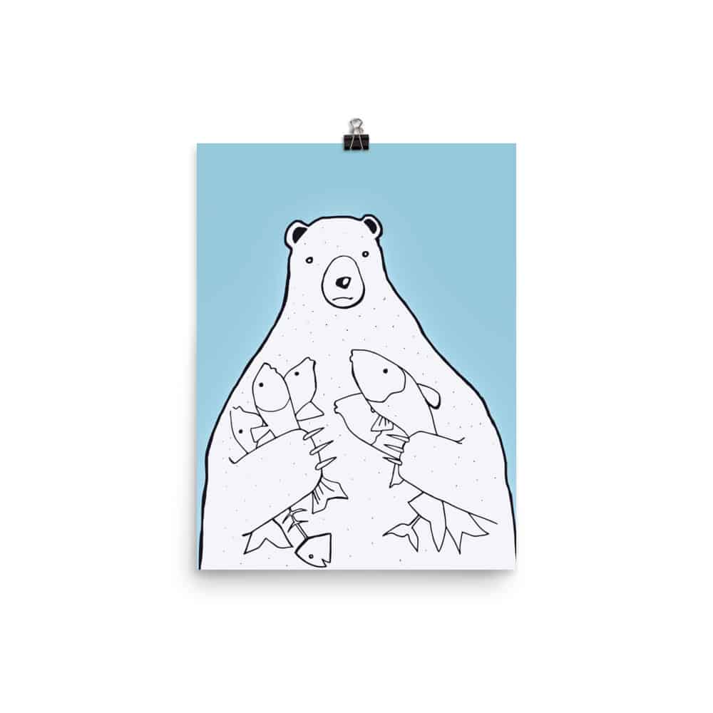 'Bear with Fish' fine art print 2