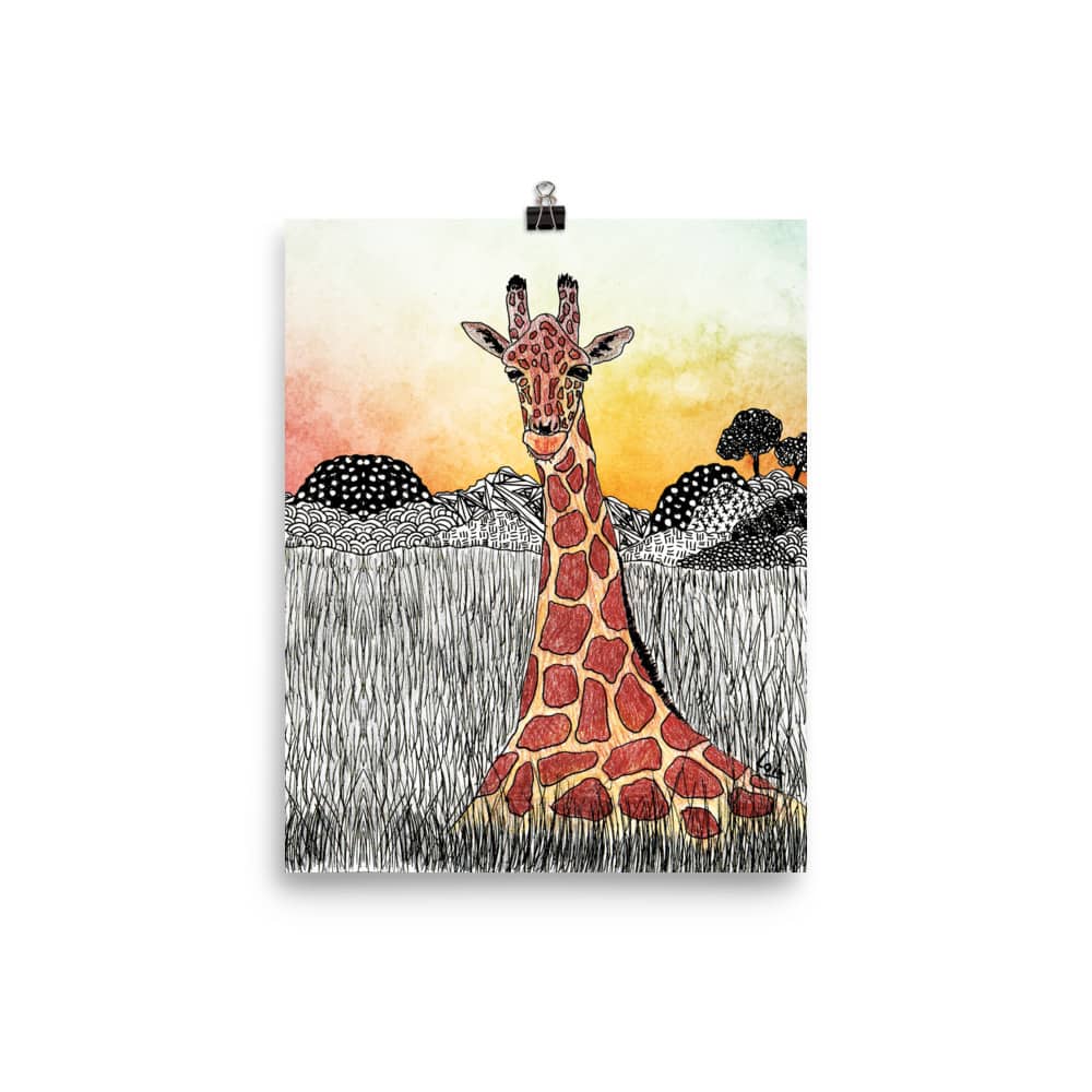 'Giraffe in Field' Limited Edition print 2