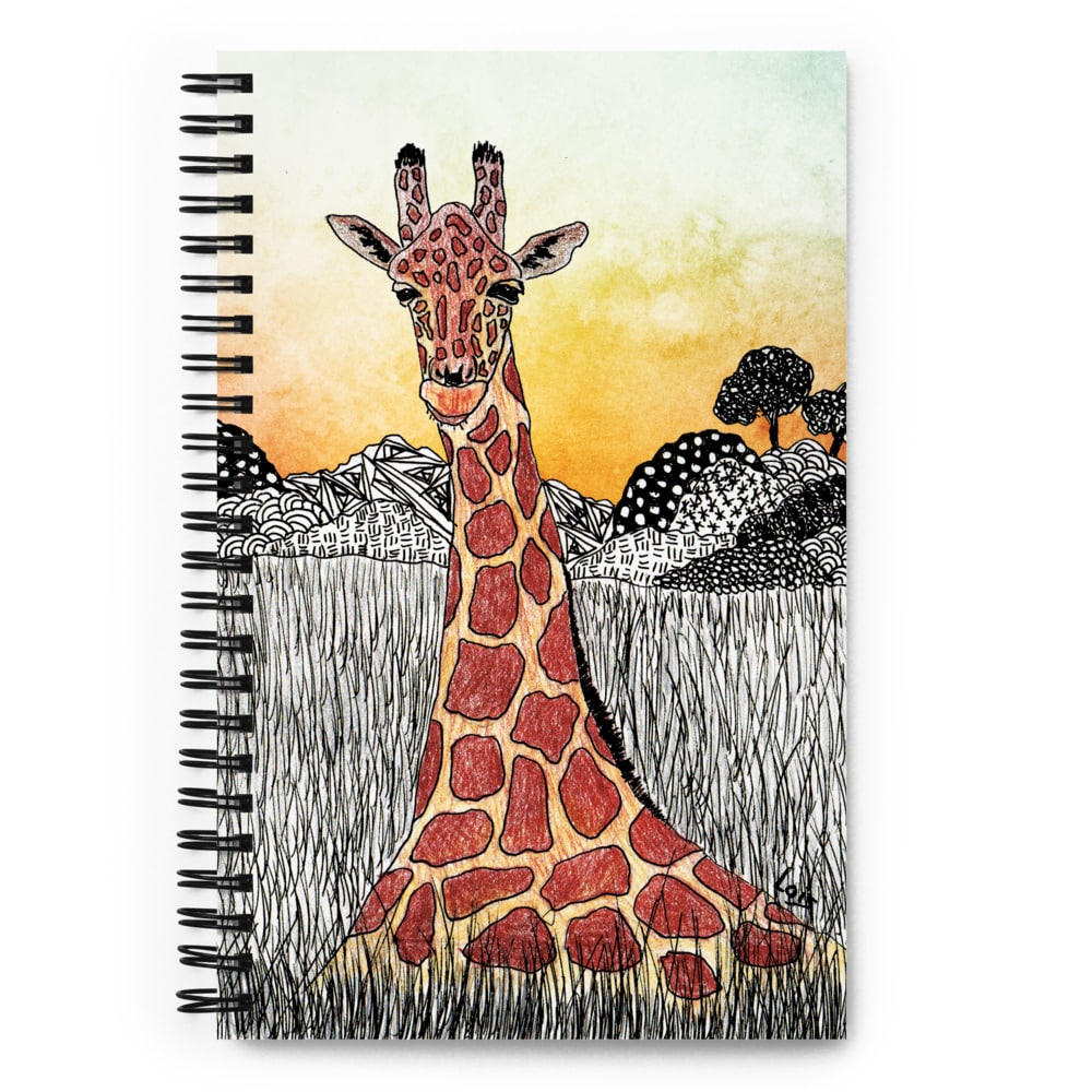 ‘Giraffe in Field’ spiral notebook