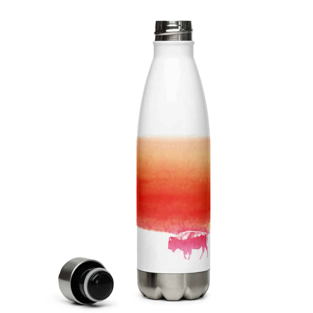 'Buffalo at Sunrise' stainless steel water bottle 1