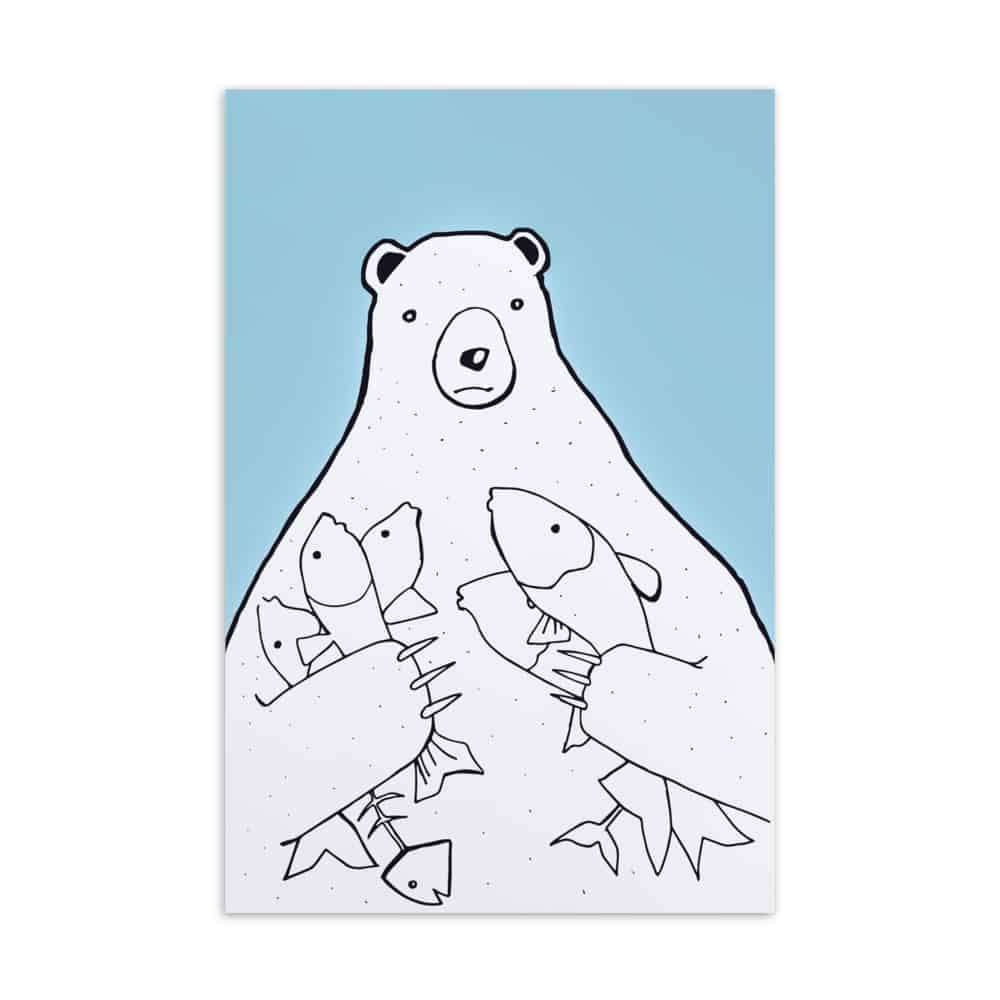 ‘Bear with Fish’ standard postcard