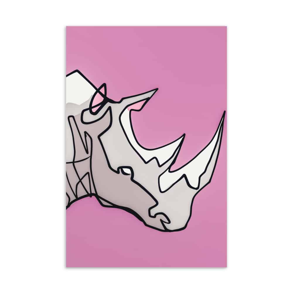 'Rhino on Pink' standard postcard 1